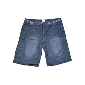 Brooklyn Express‎ Men's Denim Shorts Size 46 Dark Wash Embroidered Back Pockets